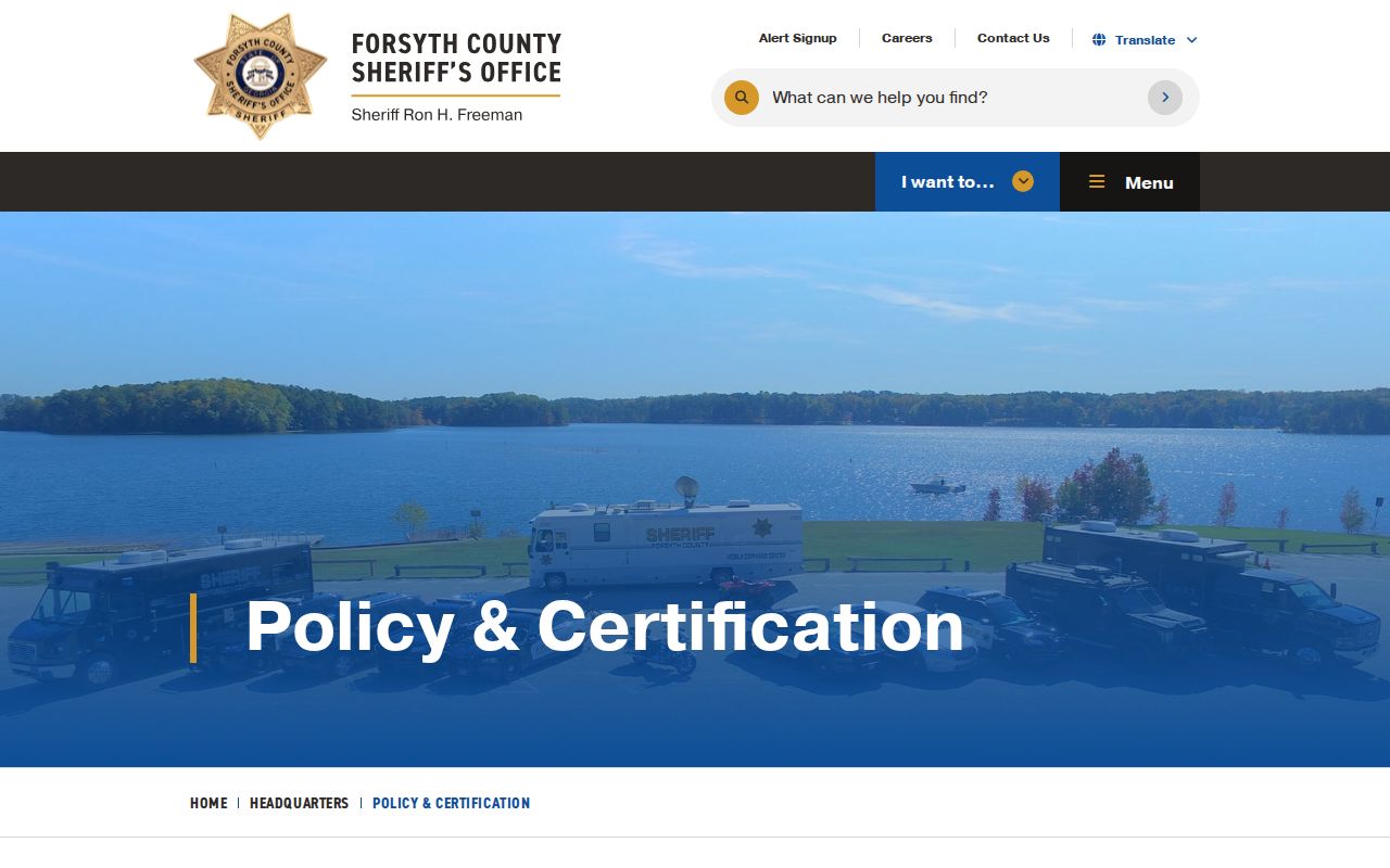 Forsyth County Sheriff's Office policy and certification page