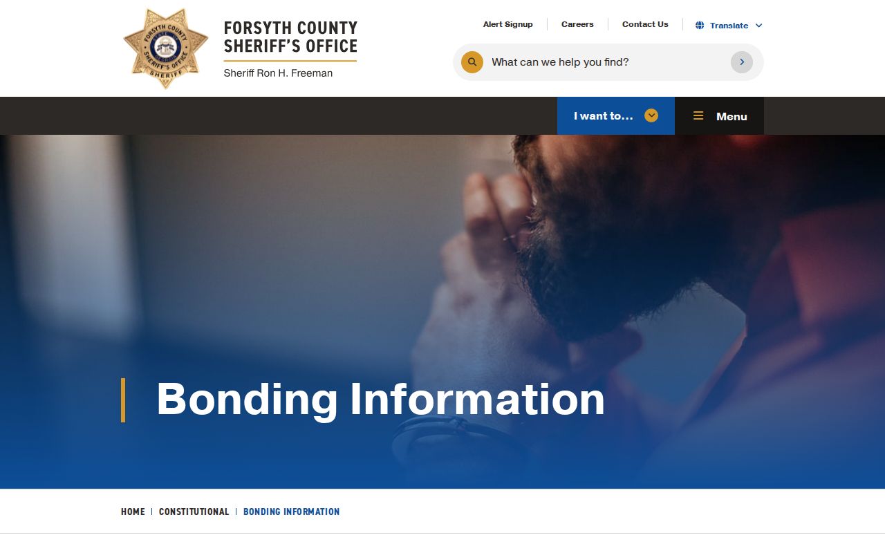 Forsyth County Sheriff's Office bonding information page