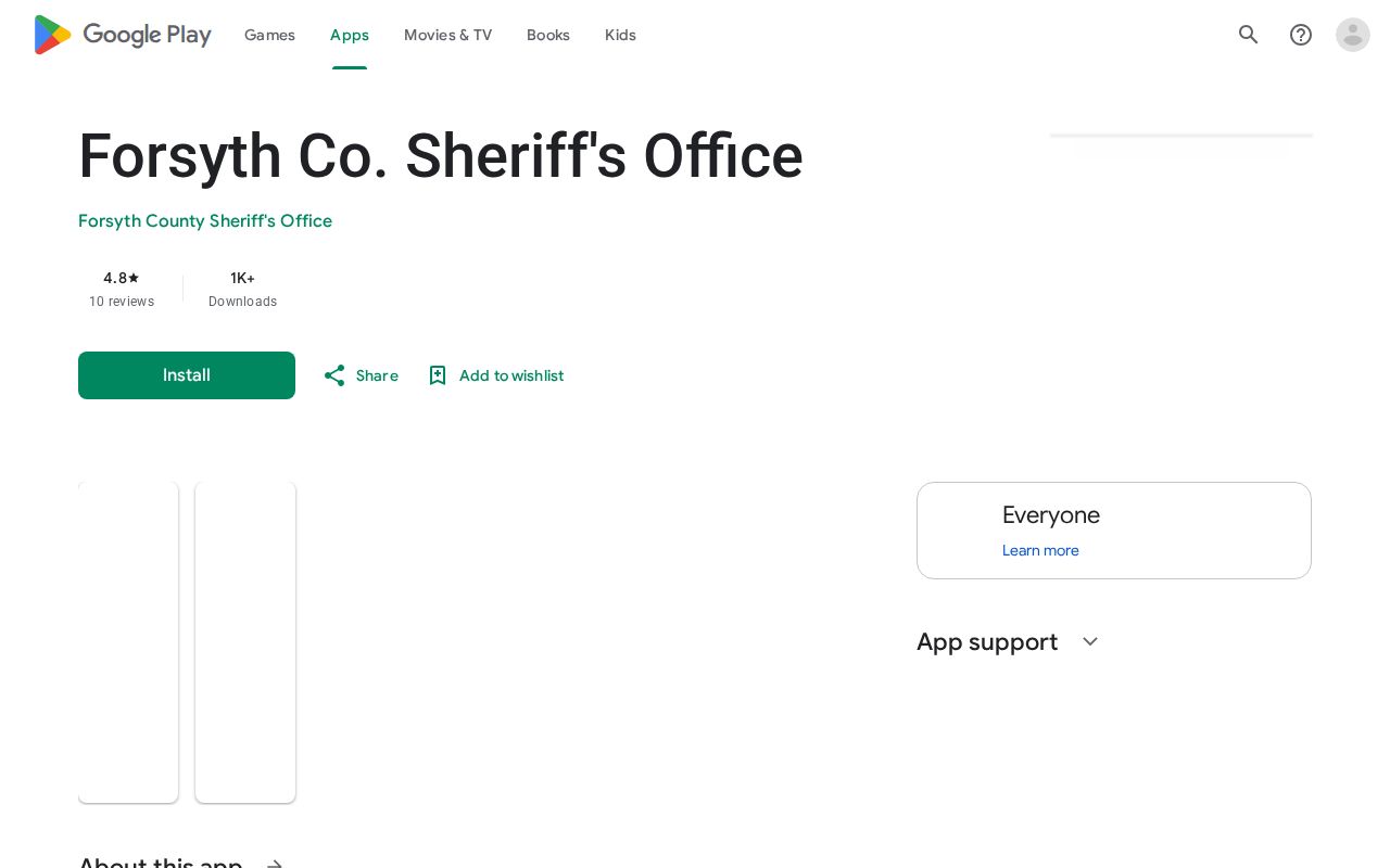 Forsyth County Sheriff's Office mobile app listing